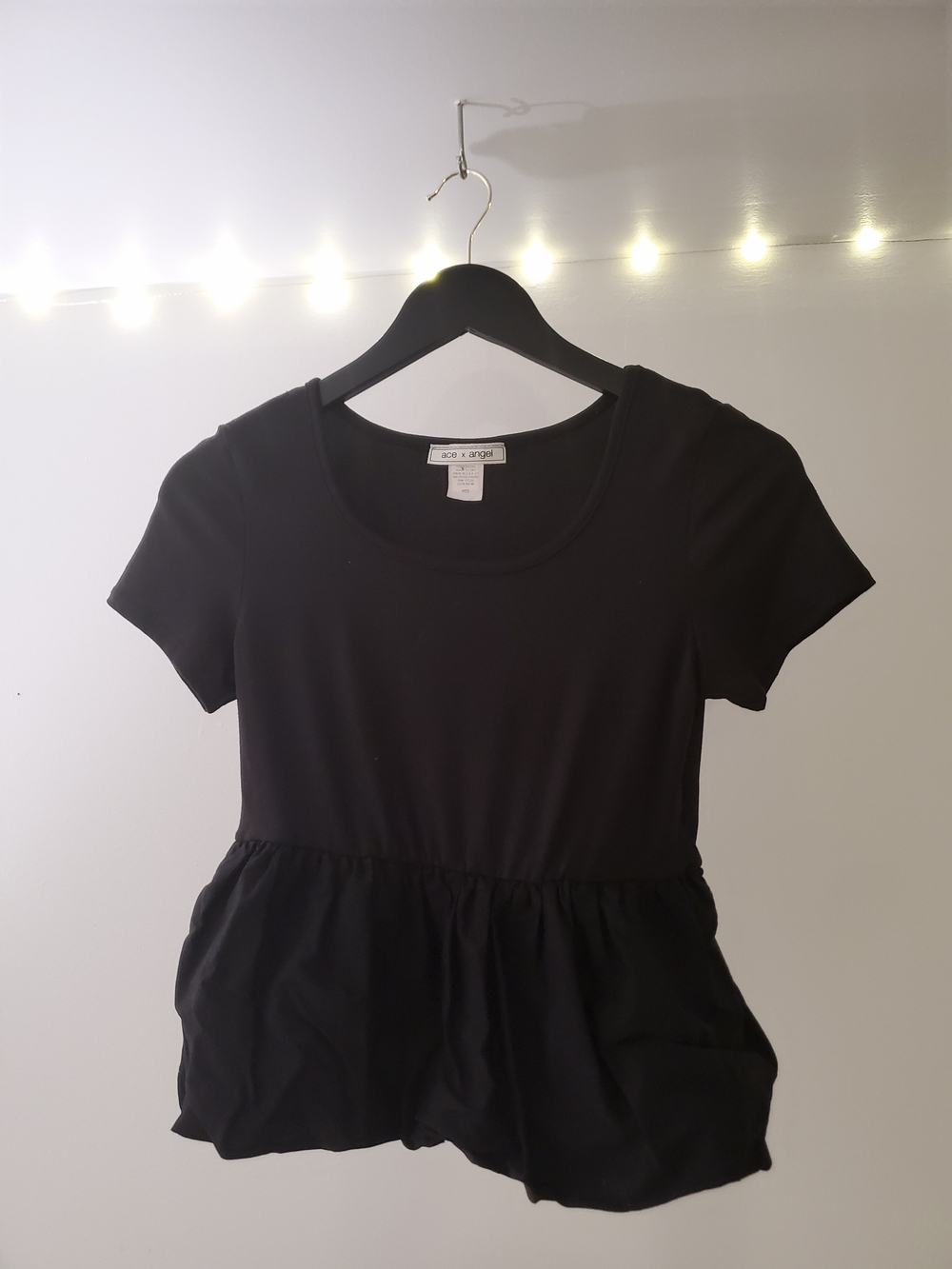 Black Short-Sleeve Peplum Tee